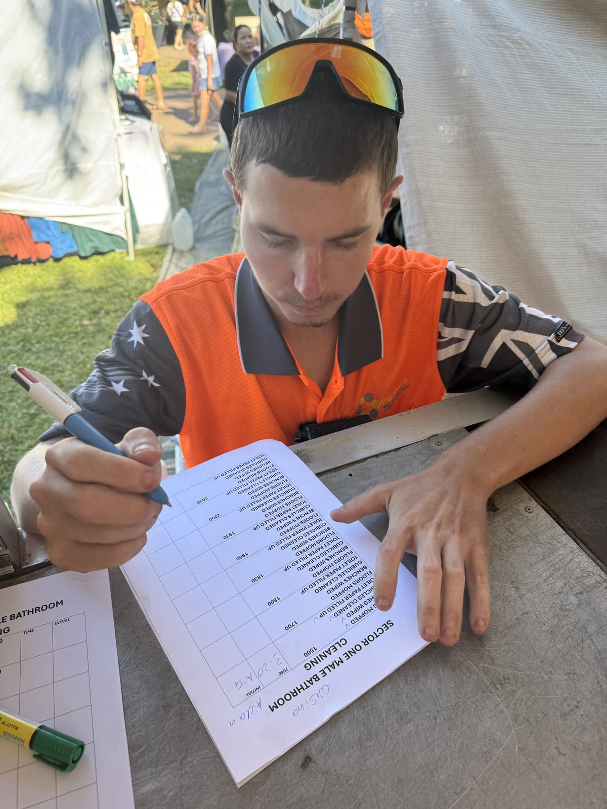 Participant completing paperwork as part of workplace readiness