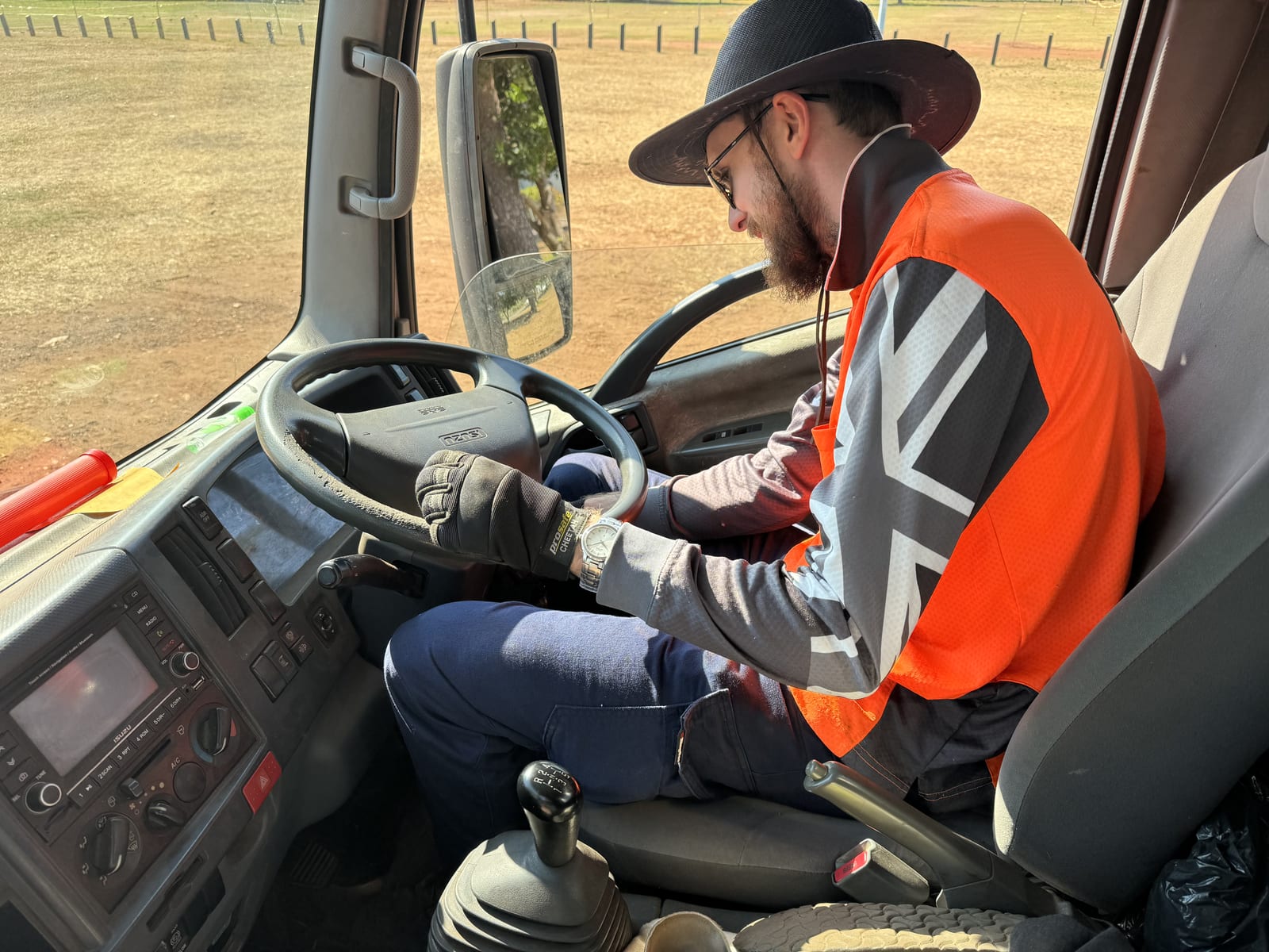Participant driving a truck as part of supported work